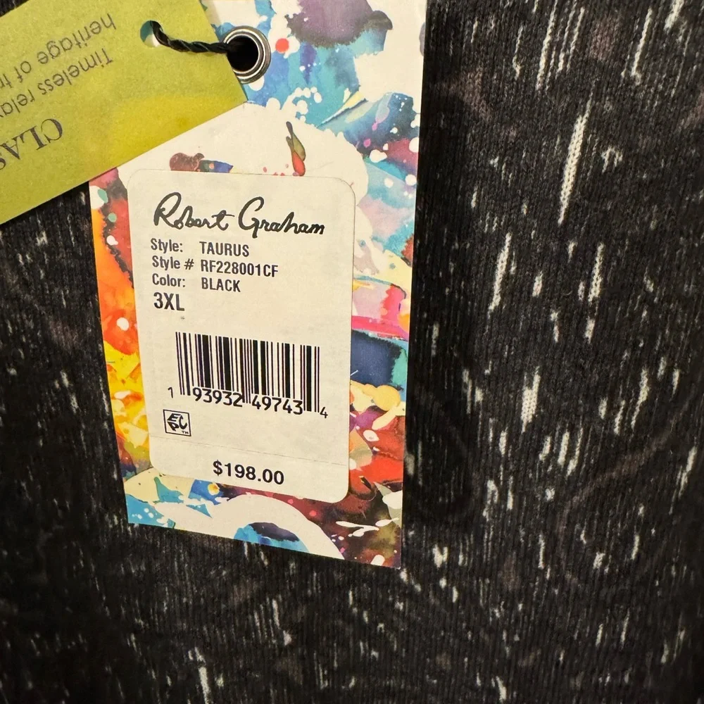 NWT- Robert Graham men’s Taurus Sweater. Size 3XL. Black and gray print
